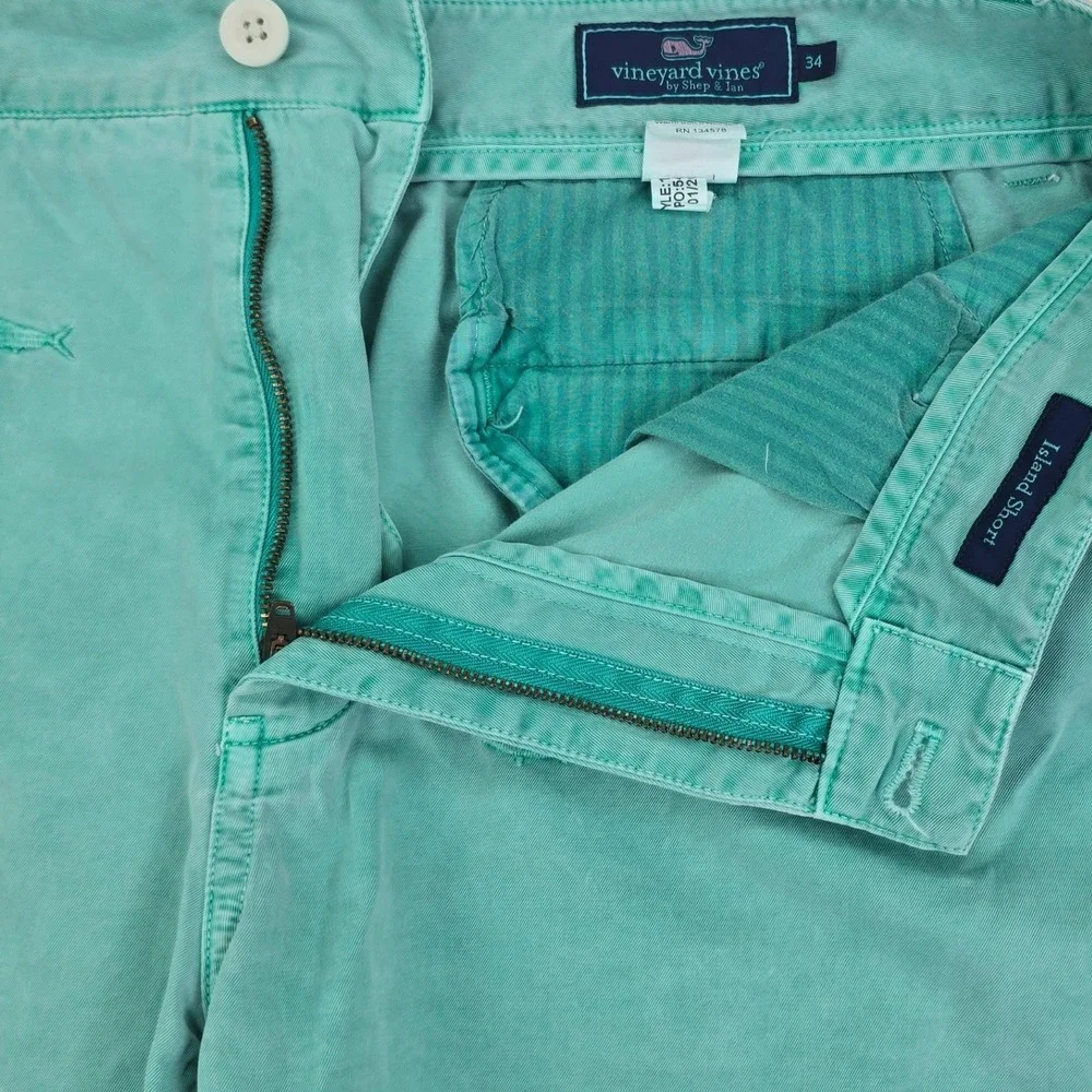 Vineyard Vines Island Short Mens 34 Mint Green Embroidered Fish Cotton Chino 7